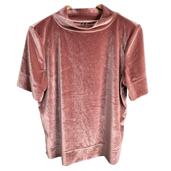 Anthropologie Crushed Velvet Dusty Rose Mock Neck Top‎ Romantic Fairy Size M - Picture 1 of 10